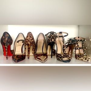 Valentino
Leopard-Print Rockstud Ankle-Strap Pumps